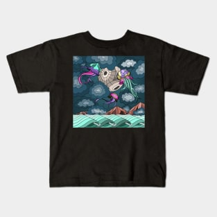 Flying trippy jellyfish Kids T-Shirt